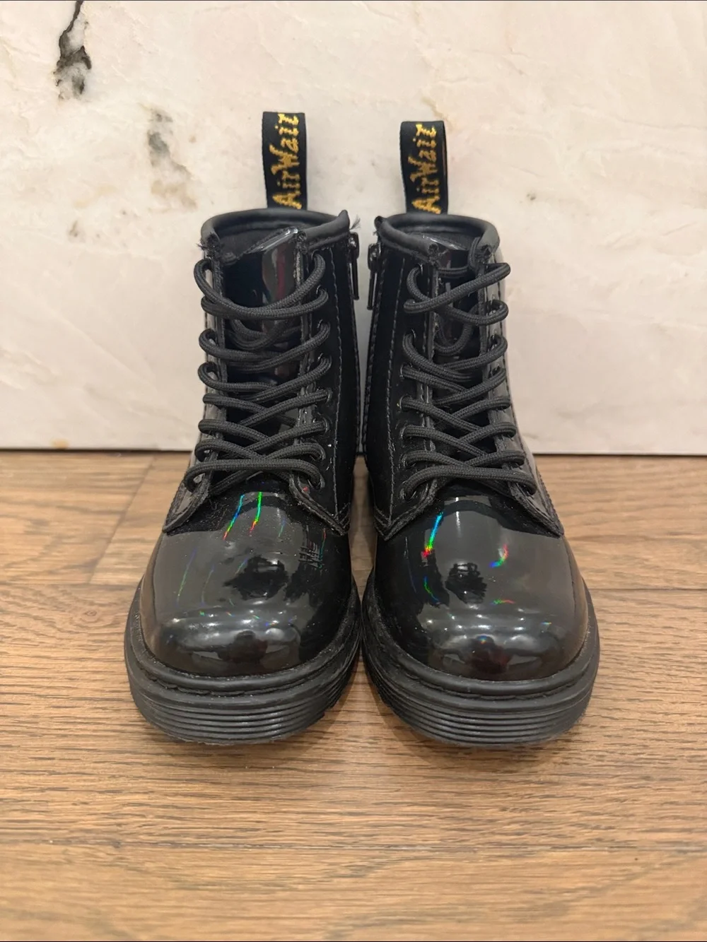 Dr. Martens Black Patent Lace-Up Kids Boots